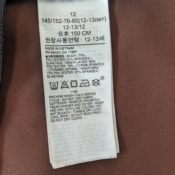 GAP Teen Sports Bra Chocolate Brown Moisture Wicking Performance Active Size 12 - Picture 7 of 9